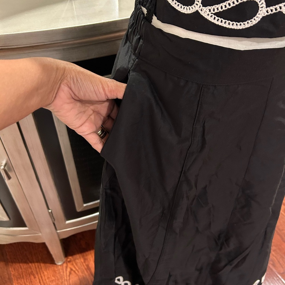 Jason Wu Black Maxi Skirt Set with White Embroidered Trim size M #163 NWT - Picture 6 of 10